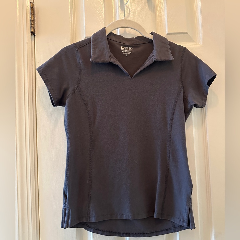 Riding Sport kids’ Ora Polo Shirt charcoal Equestrian horse sz L 10 - 12